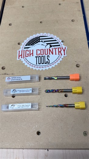 2.7K views | I just got some new router bits from High Country Tools for the Onefinity CNC. They are the 1/4” diameter ripper roughing bit, 2 flute 1/4” diameter down cut end mill, and the 1/16” tapered ball nose end mill. @highcountrytools #highcountrytools #router #bits #routerbits #cnc #machining | Making At Home | Facebook