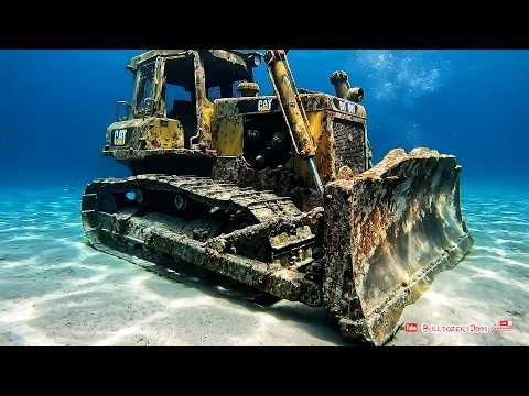 Abandoned Caterpillar Bulldozer on the Deep Blue Ocean, Salvaging & Reviving Completely Restoration