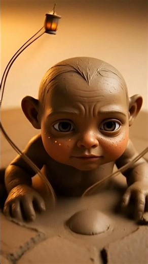 Conte-Crayon Magic: Baby Mud-Golem Comes Alive ✨🪨|shorts yt shorts viral shorts