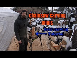 Chainsaw carving Minis . Bear carving tutorial