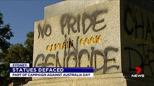 Vandals have defaced a number of statues, including one of Captain Cook, in Sydney's Hyde Park. More: https://yhoo.it/2ge0TGR #7News | 7NEWS Brisbane