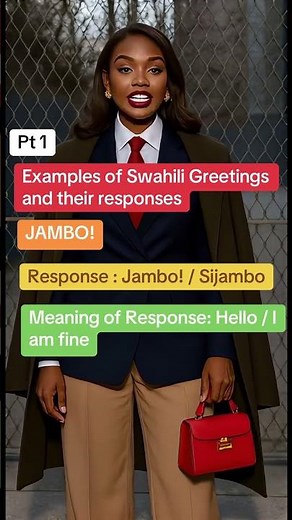 Swahili greeting: Jambo, Response: Jambo/Sijambo, Meaning: Hello/I am fine. #Learn Swahili