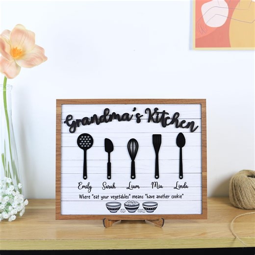 Personalized Grandma's Kitchen Sign, Mother's Day Gift, Custom Grandkids Name Kitchen Decor, Funny Grandma Gift, Nana Sign - Etsy