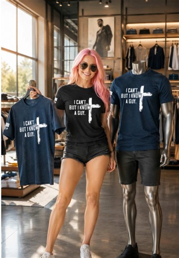 Mens Christian T-shirt I Can't But I Know A Guy Cross Tee