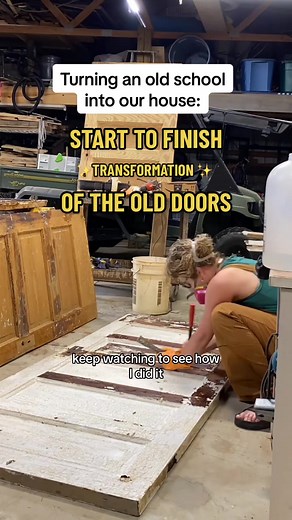 When we first bought this school, I knew I wanted to save ALL these doors. Problem was, they were ROUGH … and covered in paint. I’ve got a longer, more detailed YT video with links to all the products I used, just search