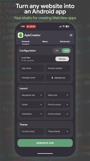 ApkCreator Studio - Create android apps from websites