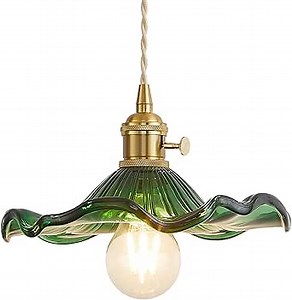 Pendant Light Fixture Glass Hanging Light Flower Light Fixture Pendant Lights Modern Lighting Bedroom Kitchen Island Hallway Bathroom Green Wave Style