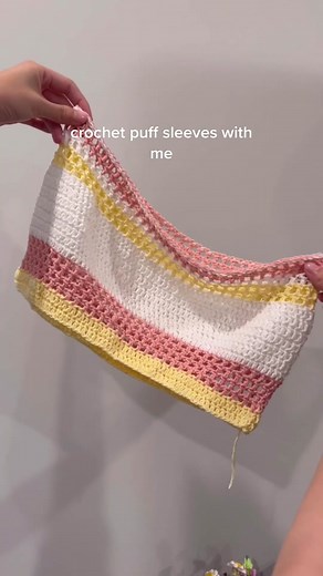 Stunning Crochet Top with Puff Sleeves Tutorial by @StitchedByDenise