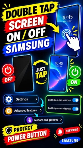 Samsung Double Tap to Turn Screen ON/OFF 📱 | No Power Button Needed!
