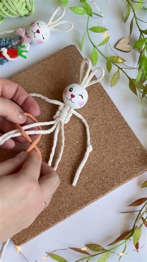 Easy Macrame Bunny Tutorial 🐰✨ (Full Tutorial on My Channel!)