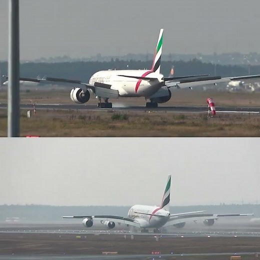 Emirates Boeing 777 - Airbus A380 Landung im Vergleich