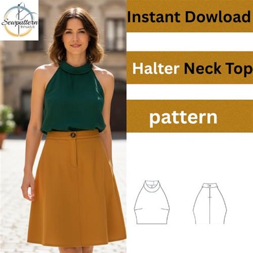Halter Neck Top Sewing Pattern PDF | Women Sleeveless Blouse Pattern | Easy DIY Top | Instant Digital Download - Etsy