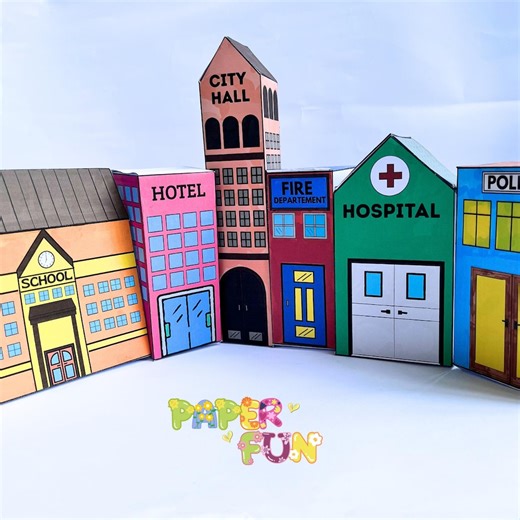 Edificio de ciudad de papel imprimible para crear tu propia ciudad - Etsy España