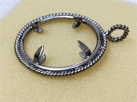 Black Sterling Silver Coin Pendant Bezel: Handmade Connector - Etsy Australia