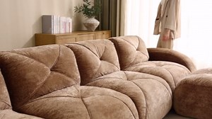 110.6'' Modular U Shaped Sectional Couches for Living Room, Modern Velvet Cozy Boneless Sofa with 2 Ottoman, No Assembly Required Comfy Couch, Blue Cloud Boneless Couch in a Box, Sofas para Sala