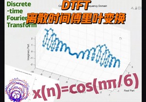 DTFT离散时间傅里叶变换【复频域可视化】以x(n)=cos(nπ/6)为例，得到一条空间中的螺旋线
