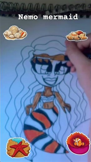Nemo mermaid #shorts #drawingtimelapse #mermaidmagic #mermaidlove #drawingtutorial