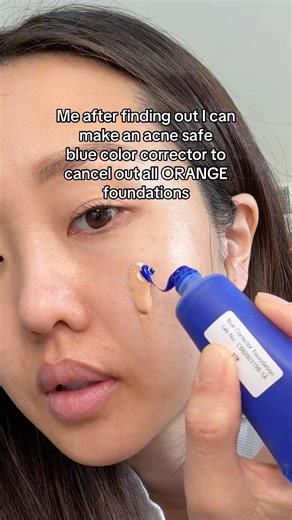 Building an acne safe blue color corrector to cancel out all orange in foundations 👀