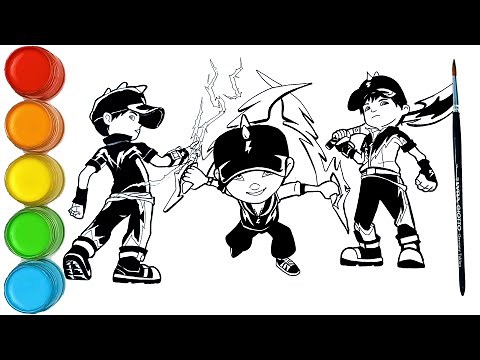Menggambar dan mewarnai BOBOIBOY kuasa Halilintar bentuk komplit | Super kreatif anak
