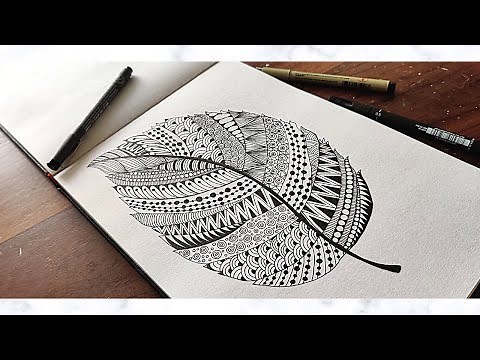 Draw with me | Leaf Zentangle Art | Doodle Patterns