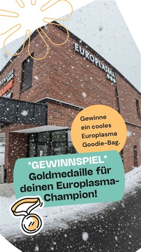 *GEWINNSPIEL* Vergib die Goldmedaille 🥇 Wir sind im Olympia-Fieber: Entscheide in den ganz speziellen Europlasma Disziplinen, welches Mitglied unseres Teams deiner Meinung nach eine Goldmedaille verdient hat. Mit etwas Glück gewinnst du und dein Europlasma-Champion ein cooles Goodie-Bag im Wert von ca. 150 €. 🎁 Unsere Disziplinen sind: 1. CWO (Chief Welcome Officer) = macht den herzlichsten Empfang 2. Smalltalk Pro = führt den besten Smalltalk während der Plasmaspende 3. Scherzkekserl = ist da