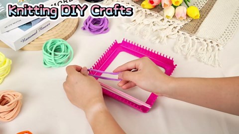 Naozinebi Pastel Loom Loops Potholder Rainbow Weaving Loom Loops Potholder Loops Elastic Weaving Craft Mother's Day Gifts DIY Flexible Kit Colorful Weaving Crafts for Adults DIY Crafts Supplies