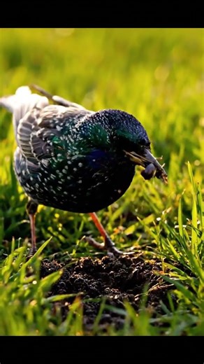 Common Starling – Insect Catch in Grassland