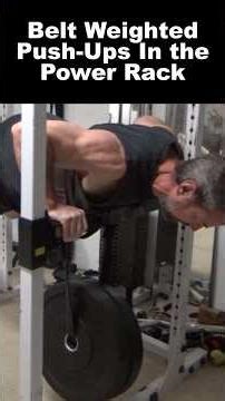 Belt Weighted Push-Ups in the Power Rack
