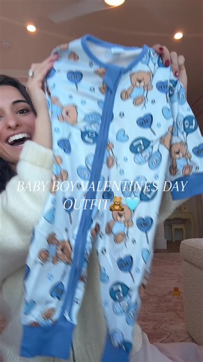 The absolute CUTEST Valentine's Day pajamas for all the baby boys!🧸🩵 #babyboy #ValentinesDay #valentinesdayoutfit #pajamas #babyoutfit