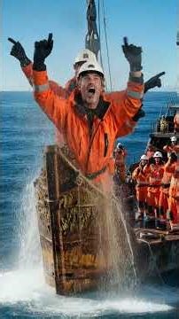 Sunken ship recovery and restoration process in shipyard.