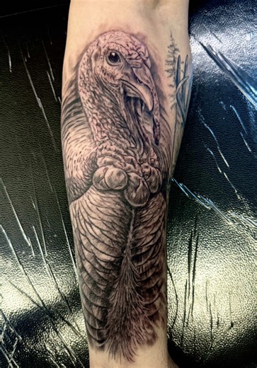 Stunning Turkey and Whitetail Deer Tattoo Sleeve