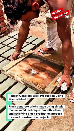 Perfect Concrete Brick Production Using Manual Mold #construction #building #machine