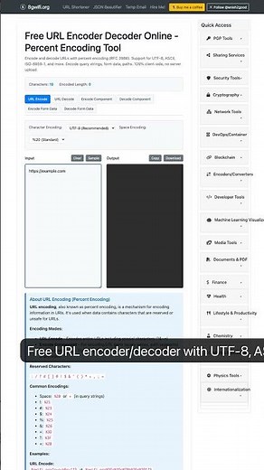 Free URL Encoder Decoder Online - Percent Encoding Tool — in 30 seconds #Developers #DevTools