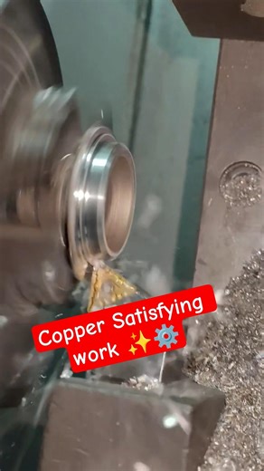 Copper Cutting by CNC lathe - Satisfying work #cnclathe #copper #machine #engineering