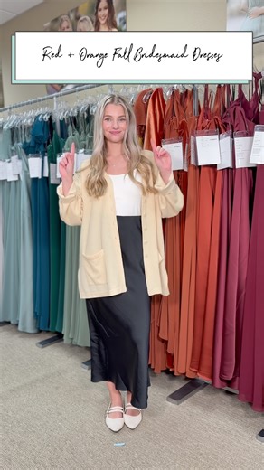  Falling for these shades  Whether you’re loving bold red or rich orange, these bridesmaid dresses bring all the autumn vibes. Perfect for celebrating love in every season. Use the link in our bio to set up your appointment today! | Bridal Gallery Sioux Falls | Facebook