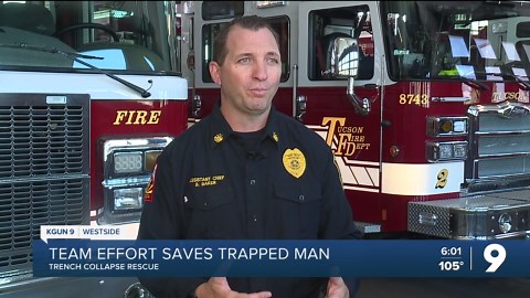 Teamwork helps save man in construction trench collapse