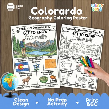 Colorado State Study Geography Coloring Page Poster Activity Worksheet