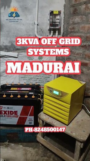 COMMERCIAL OFF GRID SOLAR SYSTEMS 3KVA INSTALLATION AVANIYAPURAM MADURAI #exidebattery#utlinverter
