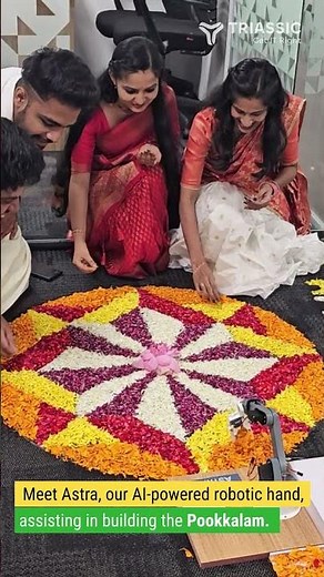 Meet Astra, our AI-powered robotic hand, assisting in building the Pookkalam. #onam #robotics #ai