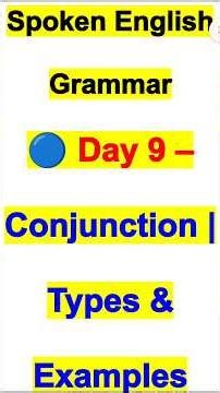Day 9 – What is a Conjunction? | Types & Hindi Examples #english #englishgrammar #shorts
