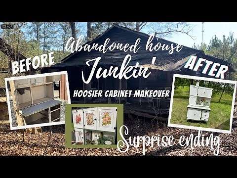 Hoosier cabinet makeover/Junk'in an abandoned house/Painting a hoosier cabinet.