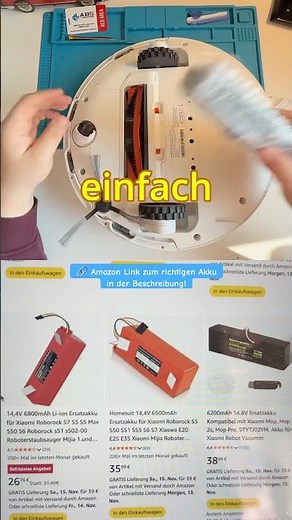 Akku wechseln - Xiaomi Roborock, Xiaomi Saugroboter, Akku tauschen - Xiaomi Mijia, Akku wechseln