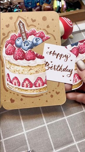 DIY Easy Surprise Happy Birthday Card簡単かわいい誕生日ケーキカード｜仕掛けバースデーカードDIY自制生日蛋糕機關卡教學
