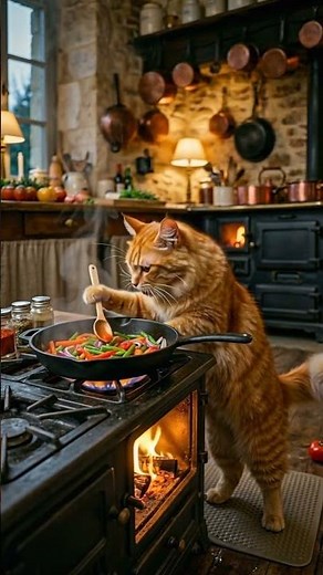 The CUTEST Chef Ever?! 🐱🍳 | Cat Cooks Ratatouille Like a Pro! #CuteCat #CatChef #CookingCat
