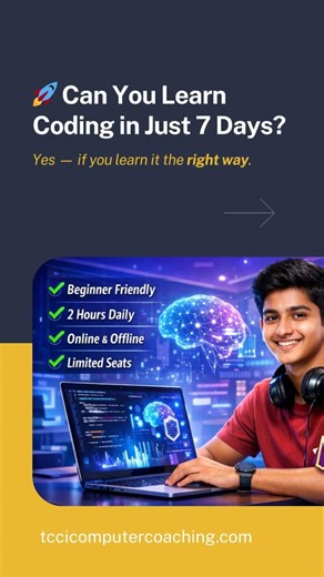 Learn Coding in Just 7 Days | Python + AI for Beginners #tcci #coding #shorts #foryou