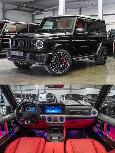 Mercedes G 63 AMG Facelift MY 2026 ***PROD. 2026 / Carbon Exterieur / A22 / Fond TV*** NO.: 407852 Year: new Mileage: 0 km Color: Obsidian black met. Interior: MANUFAKTUR red pepper/ black Drive: Combustion Engine (Petrol) Engine Displacement: 3982 cm³ Engine Power: 430 kW | 585 PS Emission Standard: Euro6d-TEMP Energy consumption (combined): 16.2 l/100 km¹ Fuel Consumption (combined): 16.2 l/100 km¹ Fuel Consumption (city): 23.4 l/100 km¹ Fuel Consumption (Suburban): 14.9 l/100 km¹ Fuel Consump