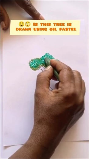 Simple Tree Drawing with Oil Pastels 🌳✨