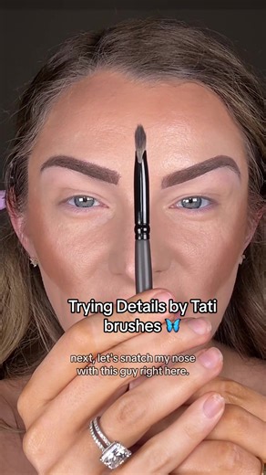 Trying the new Details by Tati makeup brushes. I am soooo pleasantly surprised by how much I loved using these brushes. The quality is phenomenal, so luxurious. Application for everything I used today was just how I wanted it. Need 😜🩷 @Tati what a stand out makeup brush collection 😍 #makeuptransformation #detailsbytati #fullbeat #microinfluencer #firstimpression