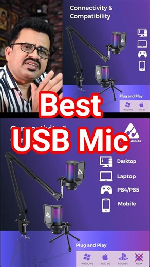 USB Condenser Microphone for PC and Mobile | Podcast | Gaming | Streaming #recordingstudio #audio