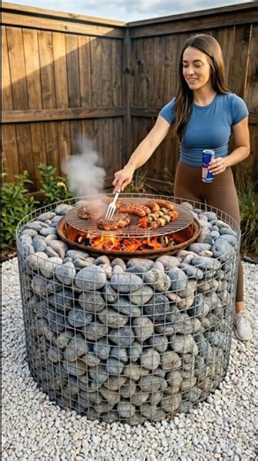 DIY Fire Pit Grill from Rocks & Scrap! 🔥 Cook Anywhere in Your Backyard